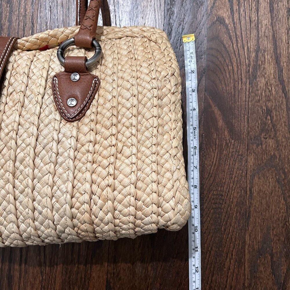 Tommy Bahama Large Straw & Leather Handbag - Picture 3 of 15